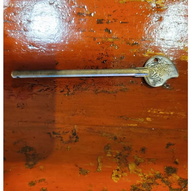 Red Antique Chinese Red Three Drawer, Two Door Cabinet Buffet For Sale - Image 8 of 10