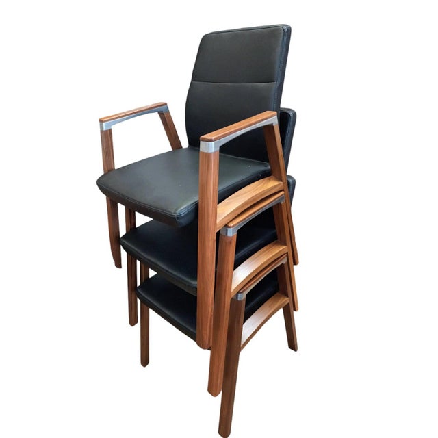 1990s Vintage Leather Dining Chairs by Sven Christiansen, Set of 4 For Sale - Image 5 of 18