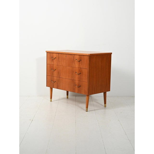 Scandinavian Teak Chest of Drawers with Brass Inserts, 1950s For Sale - Image 4 of 10