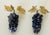 Pair of beautiful deep purple colour Brazilian amethyst semiprecious polished stone grape vine clusters with gold wash...
