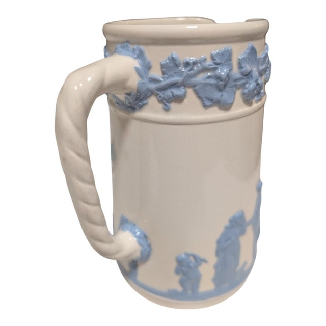Figurative Vintage Wedgwood Embossed Queen's Ware Cream Jug in the Princess Margaret Pattern, 5.5". For Sale - Image 3 of 6