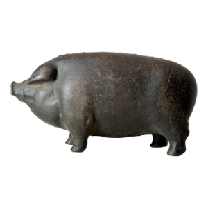 Rare Antique 1920's Original Figural Cast Iron Heavy Pig Piggy Still Bank
