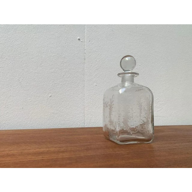 Vintage Danish Glass Bottle With Engraving For Sale - Image 13 of 18
