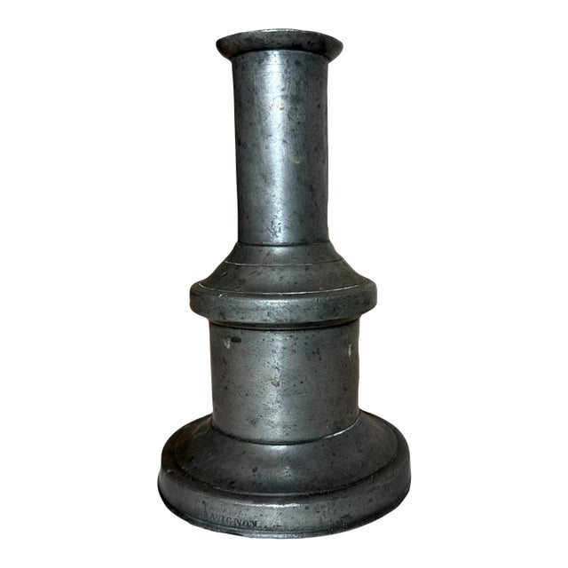 Antique Avignon, France 18th Century Handmade Pewter Candlestick Candle Holder For Sale