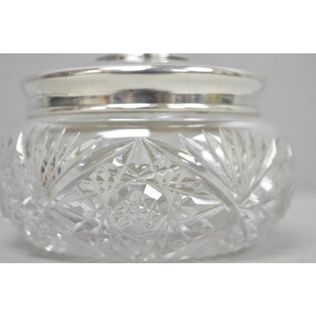 Antique Victorian Sterling Silver Crystal Glass Vanity Hair Receiver "N" Mono For Sale - Image 9 of 14