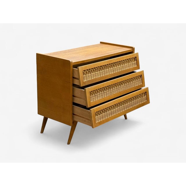 French Modern, Oak, Rattan, Chest of Drawers, France, 1960s For Sale - Image 9 of 11