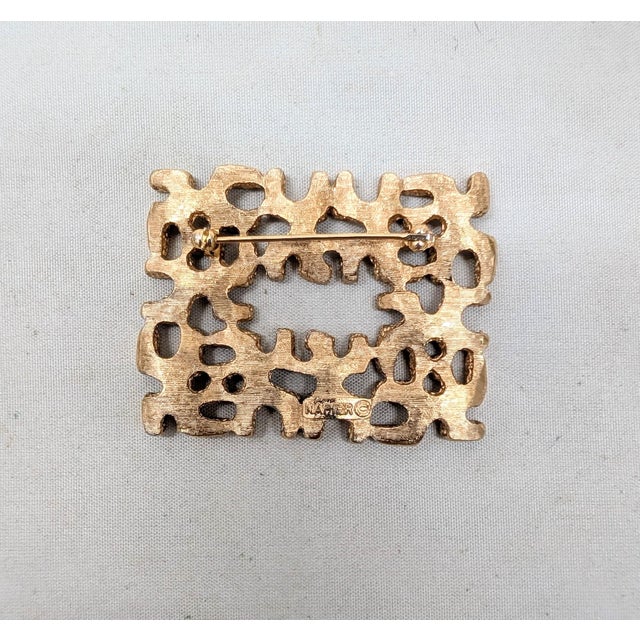 Vintage 1971 Signed Napier Modernist Goldtone Brooch For Sale In Philadelphia - Image 6 of 8