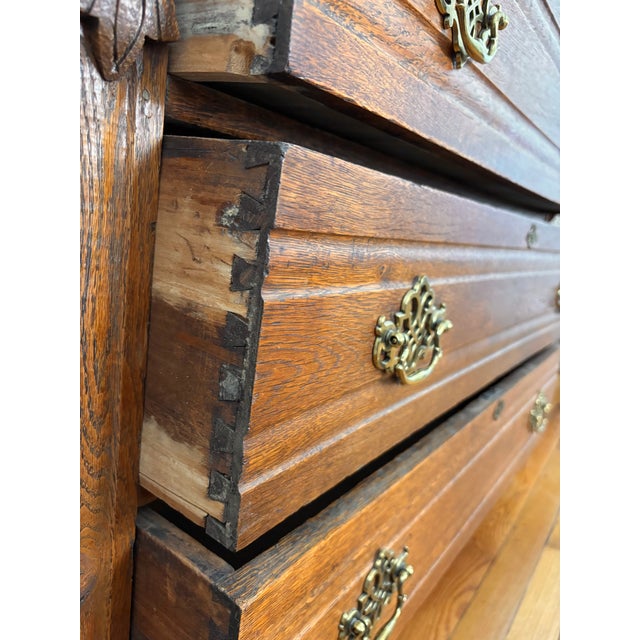 Wood Antique Victorian Eastlake Oak Chest of Drawers For Sale - Image 7 of 17