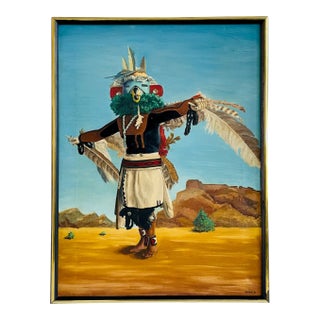 Native Dance Oil on Canvas Signed Catlin 72 For Sale