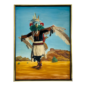 Native Dance Oil on Canvas Signed Catlin 72
