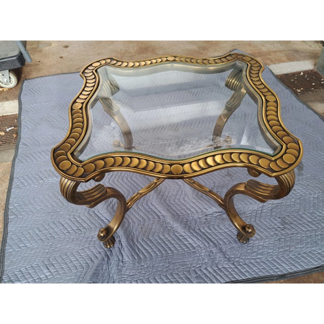 Metal Mid Century Brass and Glass Regency Side Table, by Mastercraft For Sale - Image 7 of 11