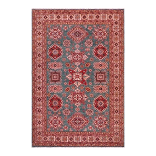 1990s Rustic Kazak Green/Beige Wool Rug - 8'2'' X 10'2'' For Sale