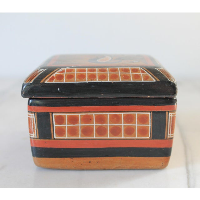 Vintage Traditional Folk Art Mexican Tonalá Pottery Trinket Box For Sale - Image 4 of 12