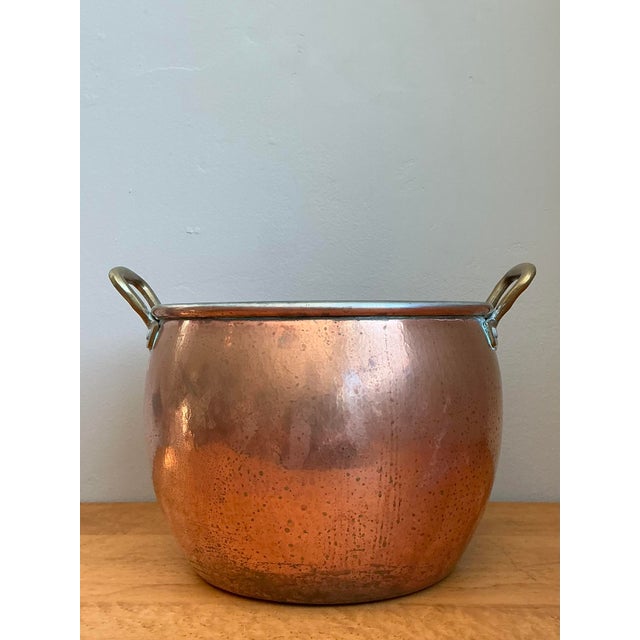 Mid-Century Modern Vintage Hammered Copper and Brass Planter For Sale - Image 3 of 12