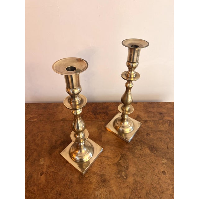 Large Antique Candlesticks in Brass, 1890, Set of 2 For Sale - Image 4 of 6