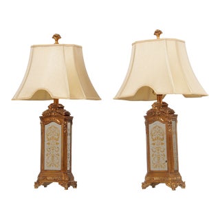 Couture Lamps Hand-Painted Mirrored Lamps - A Pair For Sale