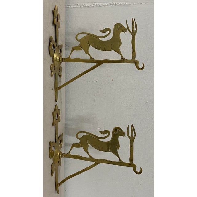 Metal Late 19th to Early 20th C. Brass Judaica Wall Brackets For Sale - Image 7 of 7