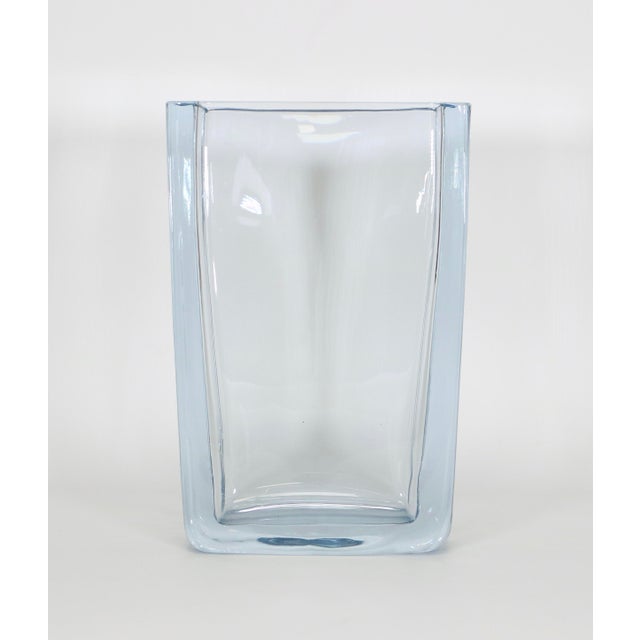 Very tall and unusual Strömbergshyttan Swedish modern and heavy crystal vase, circa 1950's. signed: Strombergshyttan B...