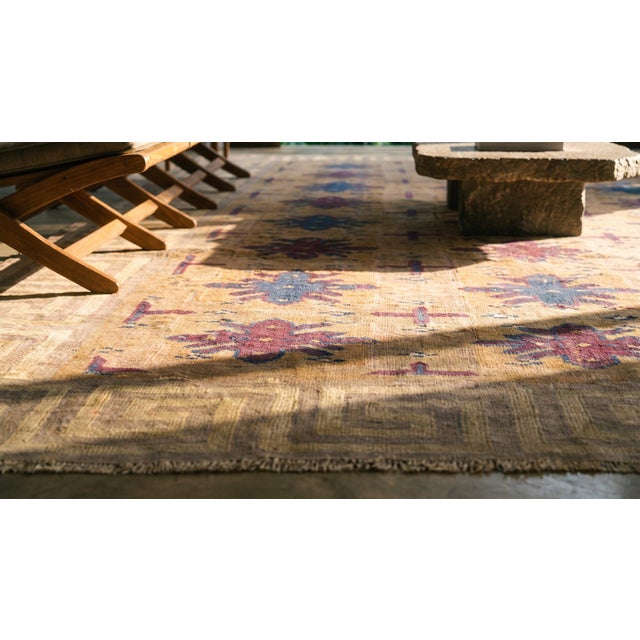 Textile 1920s Multicolor Geometric Antique Indian Cotton Dhurrie Rug 3'8" X 6'3" Flatweave Carpet For Sale - Image 7 of 7