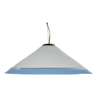Large White and Blue Murano Glass Pendant, 1970s For Sale