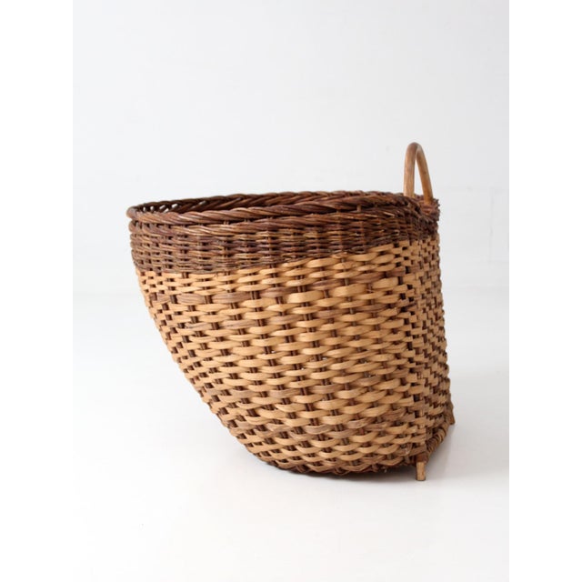 Wood Vintage Large Wicker Gathering Basket For Sale - Image 7 of 15