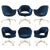 Original Saarinen Executive Arm Chair in Navy Velvet, Swivel Base, Custom Gold Edition - Set of 6 For Sale