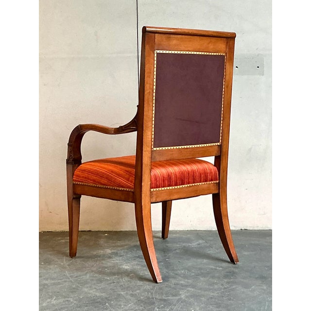 Vintage Regency Red Striated Empire Arm Chair For Sale In West Palm - Image 6 of 7
