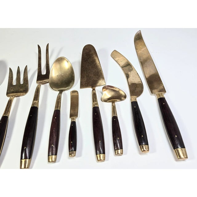 Mid Century Rosewood and Brass Serving Set- Set Of For Sale - Image 6 of 12