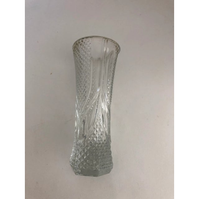 Shabby Chic Vintage Clear Press Glass Bud Vase For Sale - Image 3 of 5
