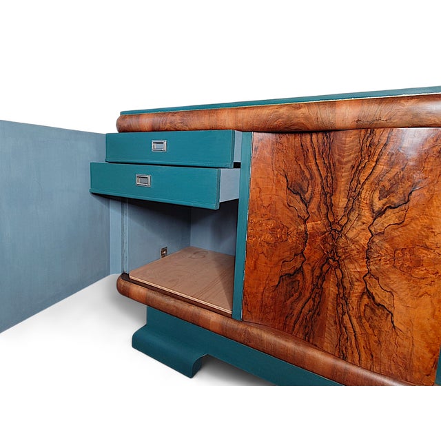 1940s Vintage Art Deco Sideboard in Burl Wood, Germany, 1940 For Sale - Image 5 of 6