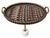 Large vintage Palecek oval serving/ottoman tray featuring a substantial dark-stained woven rattan frame, wrapped handles,...