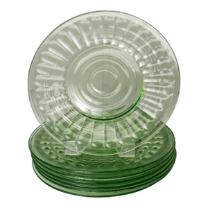 Smith Glass Luncheon Plate Homestead Green Set of 7