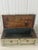 Antique Painted Wood Trunk With American Eagle Decals, Chippy Sage Green For Sale - Image 4 of 6