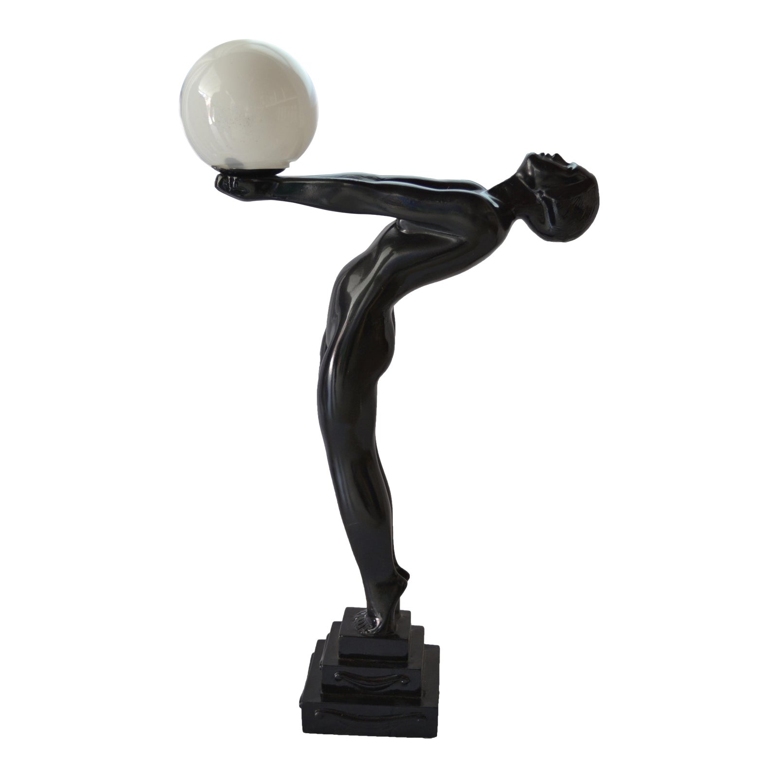 French Art Deco Nude Woman Orb Lamp 1928 Chairish