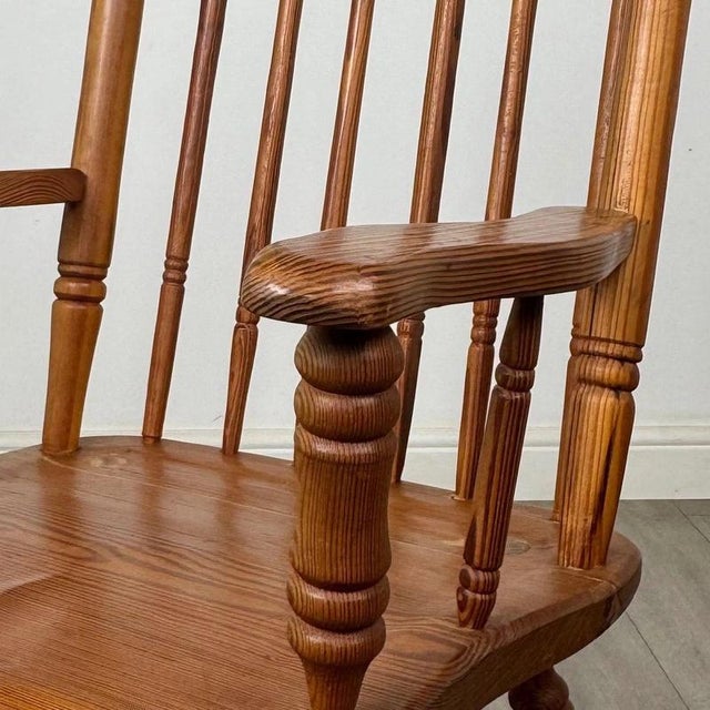 20th Century Country Pitch Pine Stick Back Armchair For Sale - Image 11 of 14