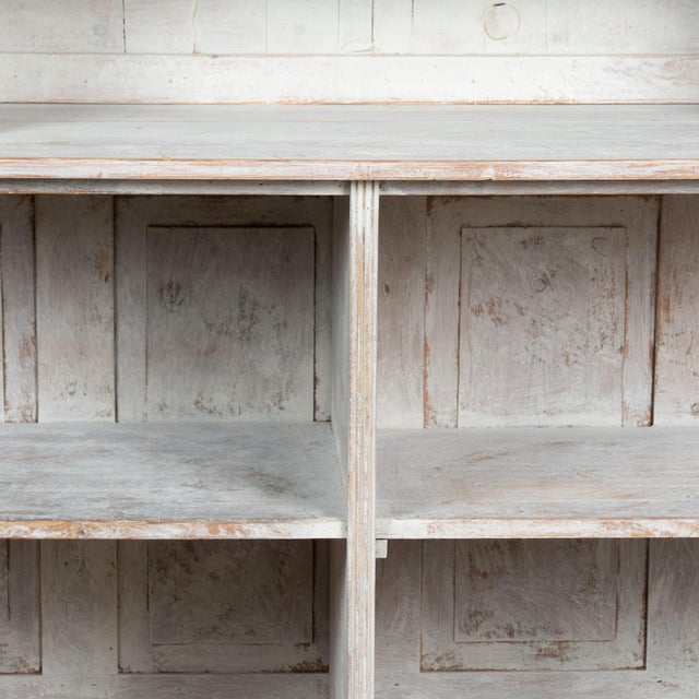 19th Century Large Gray Painted Pine Bookcase Display Cabinet From Denmark For Sale - Image 9 of 10