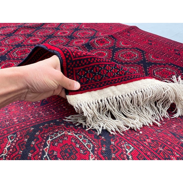 Vintage Afghan Turkmen Royal Bokhara Tekke Gul Rug - 6'4" X 4'1" For Sale - Image 9 of 11