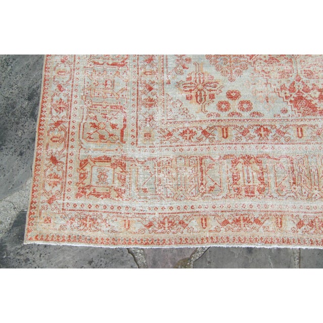 1920s Antique Medallion Brick Red Slate Blue Hand Knotted Rug - 10’2” X 13’4” For Sale In Los Angeles - Image 6 of 11