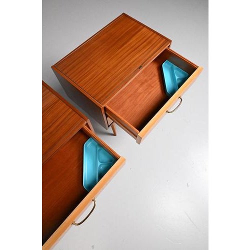 Brown Nightstands with Glass Tops, Germany, Set of 2 For Sale - Image 8 of 10