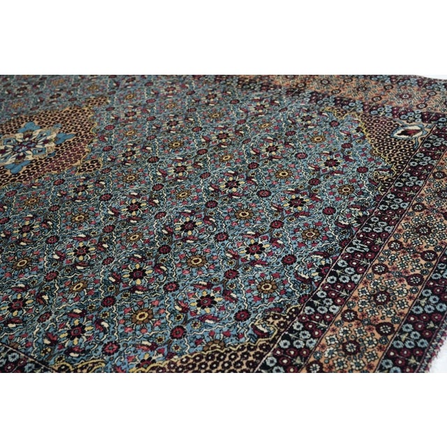 Blue Antique Tehran Rug 4'5'' x 6'11'' For Sale - Image 8 of 11