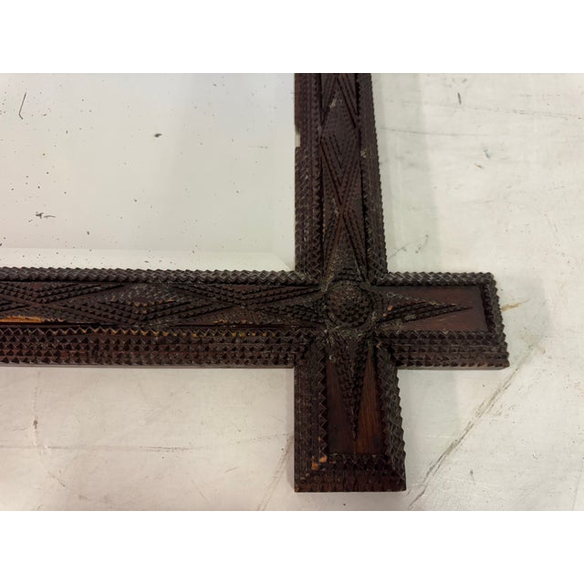 Late 19th Century 19th Century French Geometric Tramp Art Mirror, 1899 For Sale - Image 5 of 14