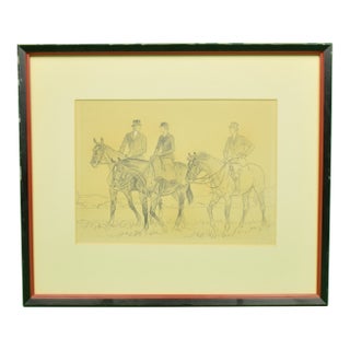 Paul Brown Original C1937 Pencil Drawing W/ 3 Riders For Sale