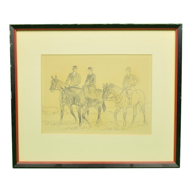 Paul Brown Original C1937 Pencil Drawing W/ 3 Riders For Sale