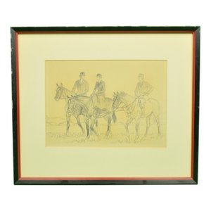 Paul Brown Original C1937 Pencil Drawing W/ 3 Riders