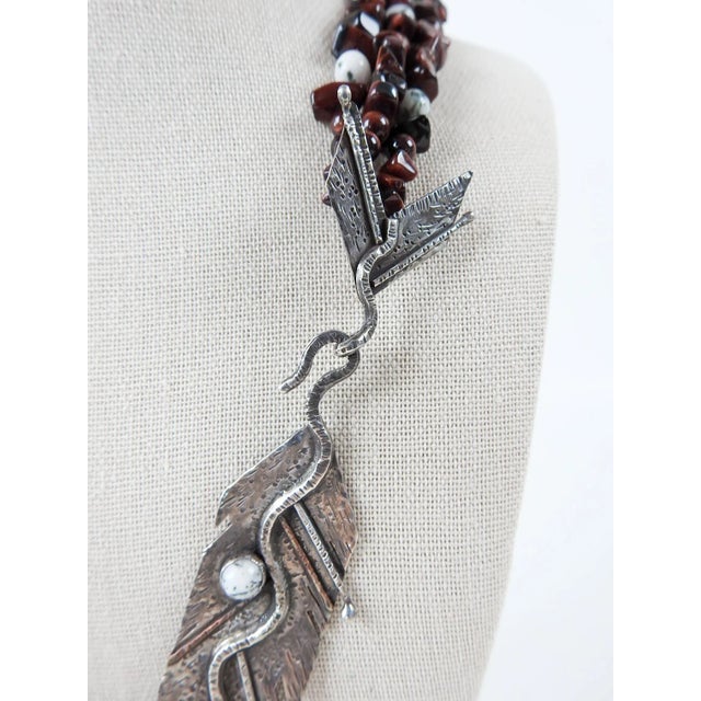 Vintage 1991 Artist Made Sterling Copper Agate Necklace & Earrings For Sale In Seattle - Image 6 of 12