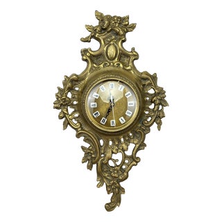 Vintage French style Wall Clock in Brass For Sale