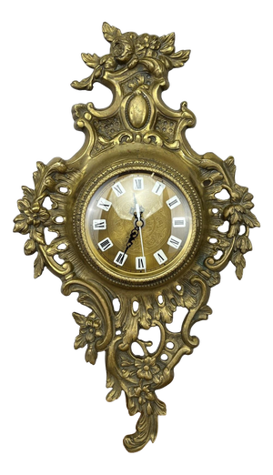 Vintage French style Wall Clock in Brass