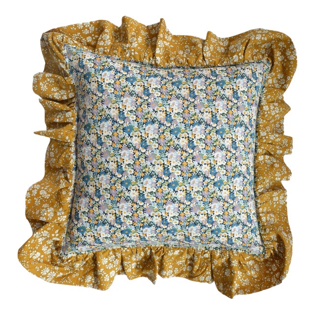 Ruffle Cushion Made With Liberty Fabric Libby & Capel For Sale