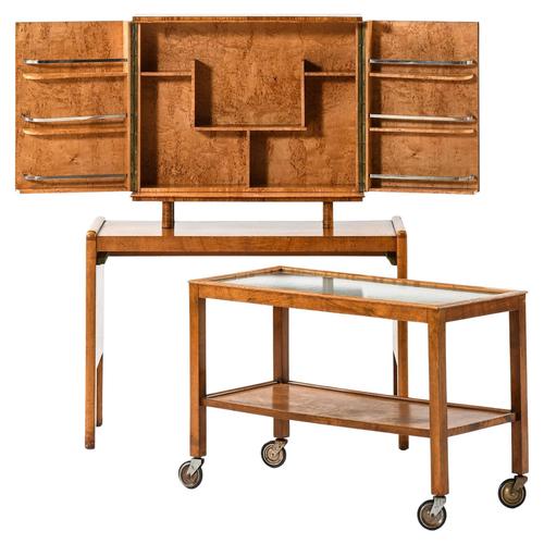 Bar Cabinet in Birch and Glass, 1930s For Sale - Image 11 of 11