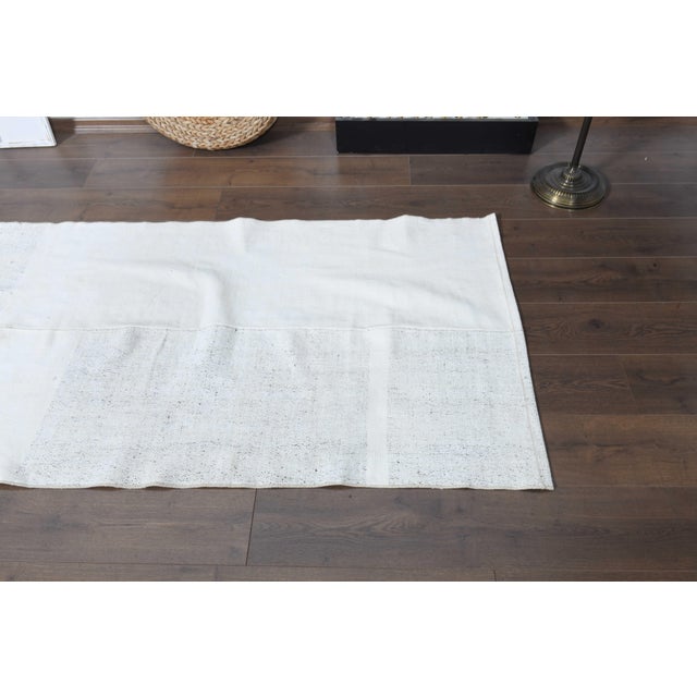 Islamic 1970s Vintage Handmade Wool Cotton White Runner Rug For Sale - Image 3 of 11